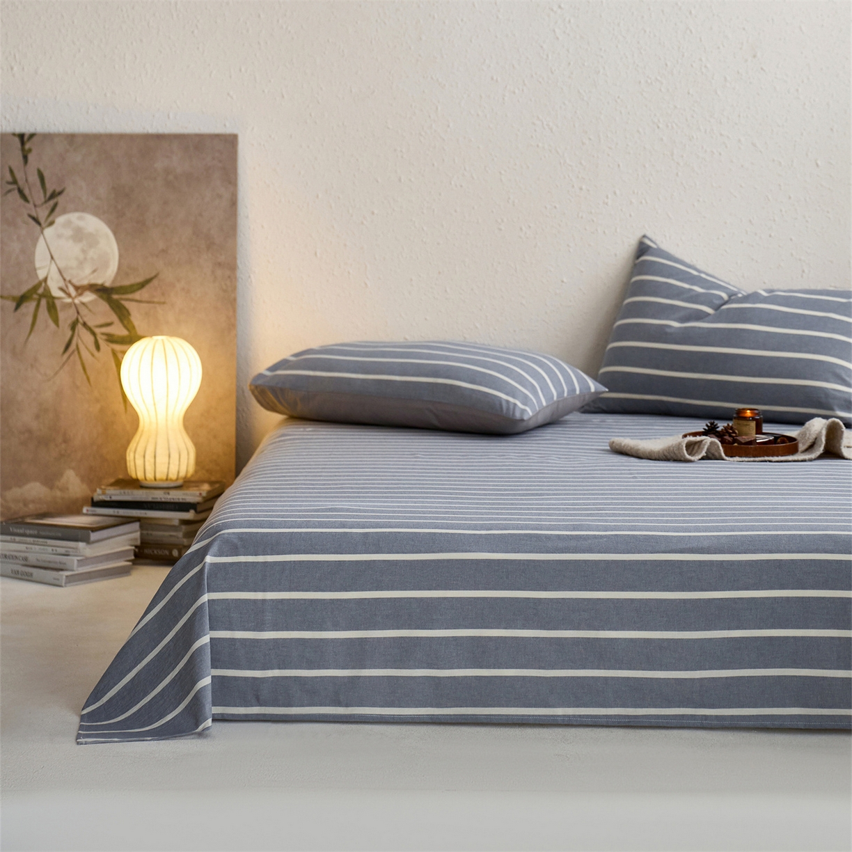 91家纺网 家纺一手货源 找家纺 启程家纺 2026新款全棉纯棉色织水洗棉单床单床单单件单品床单 威特浅蓝