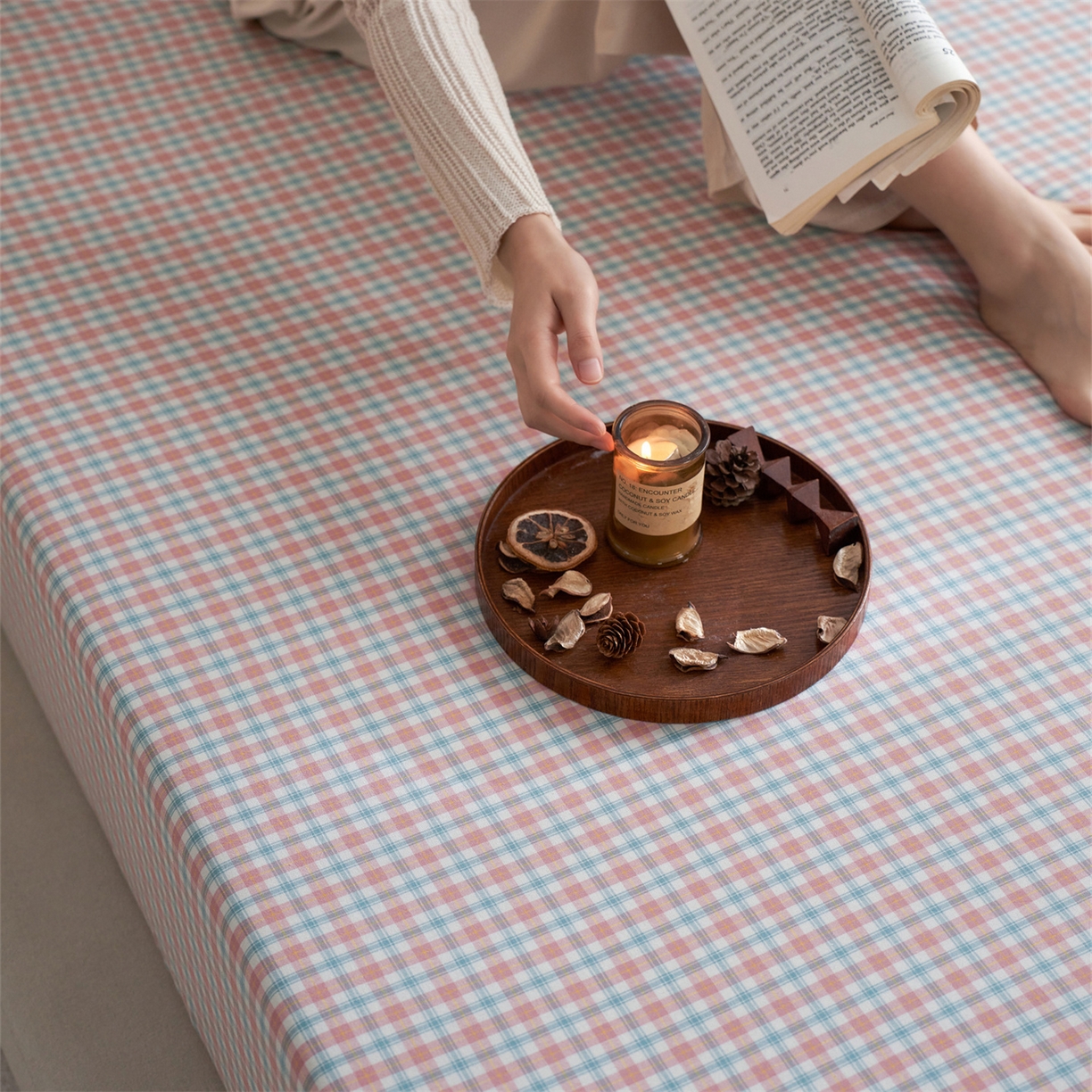 91家纺网 家纺一手货源 找家纺 启程家纺 2026新款全棉纯棉色织水洗棉单床笠床笠单件单品床笠 松墨