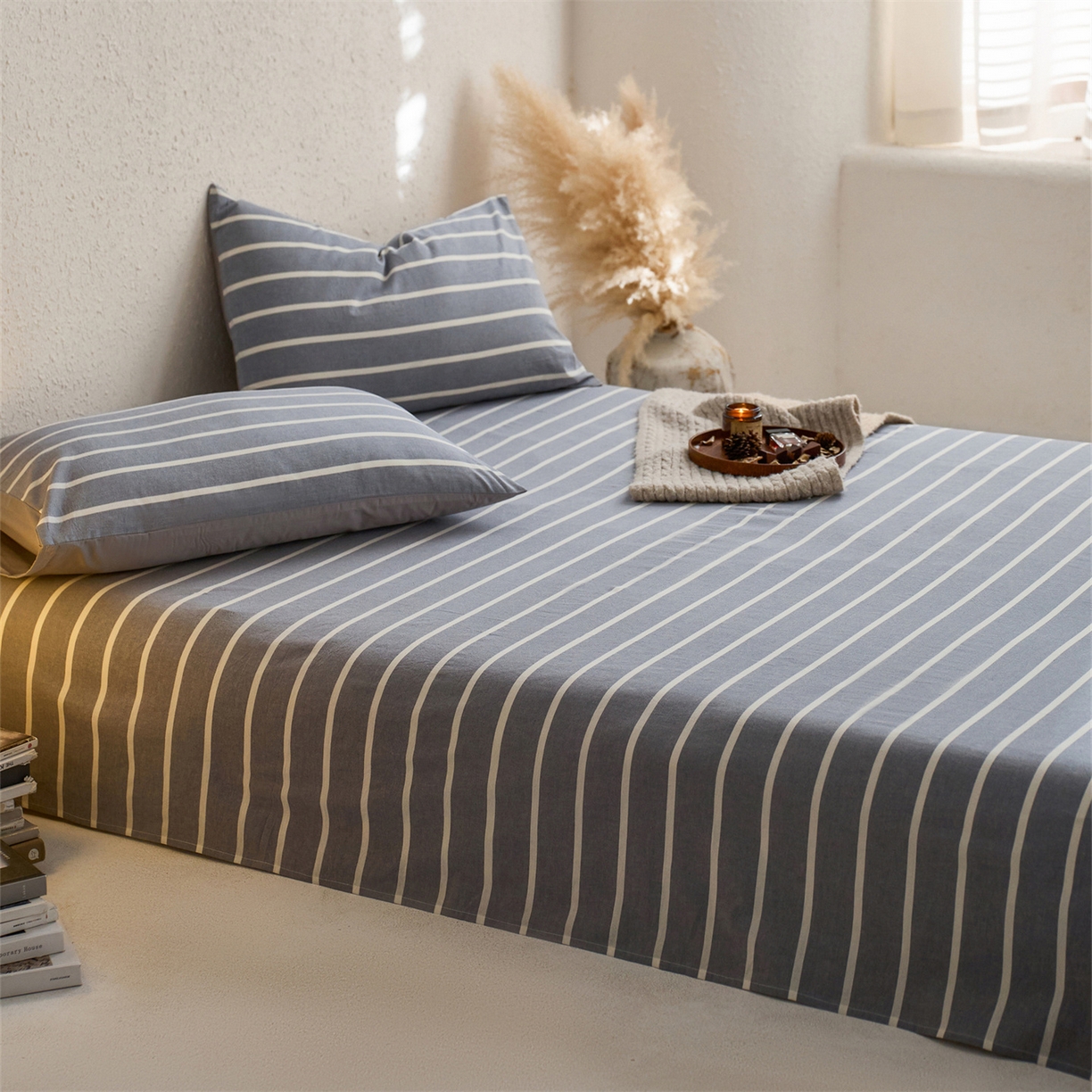 91家纺网 家纺一手货源 找家纺 启程家纺 2026新款全棉纯棉色织水洗棉单床单床单单件单品床单 威特浅蓝