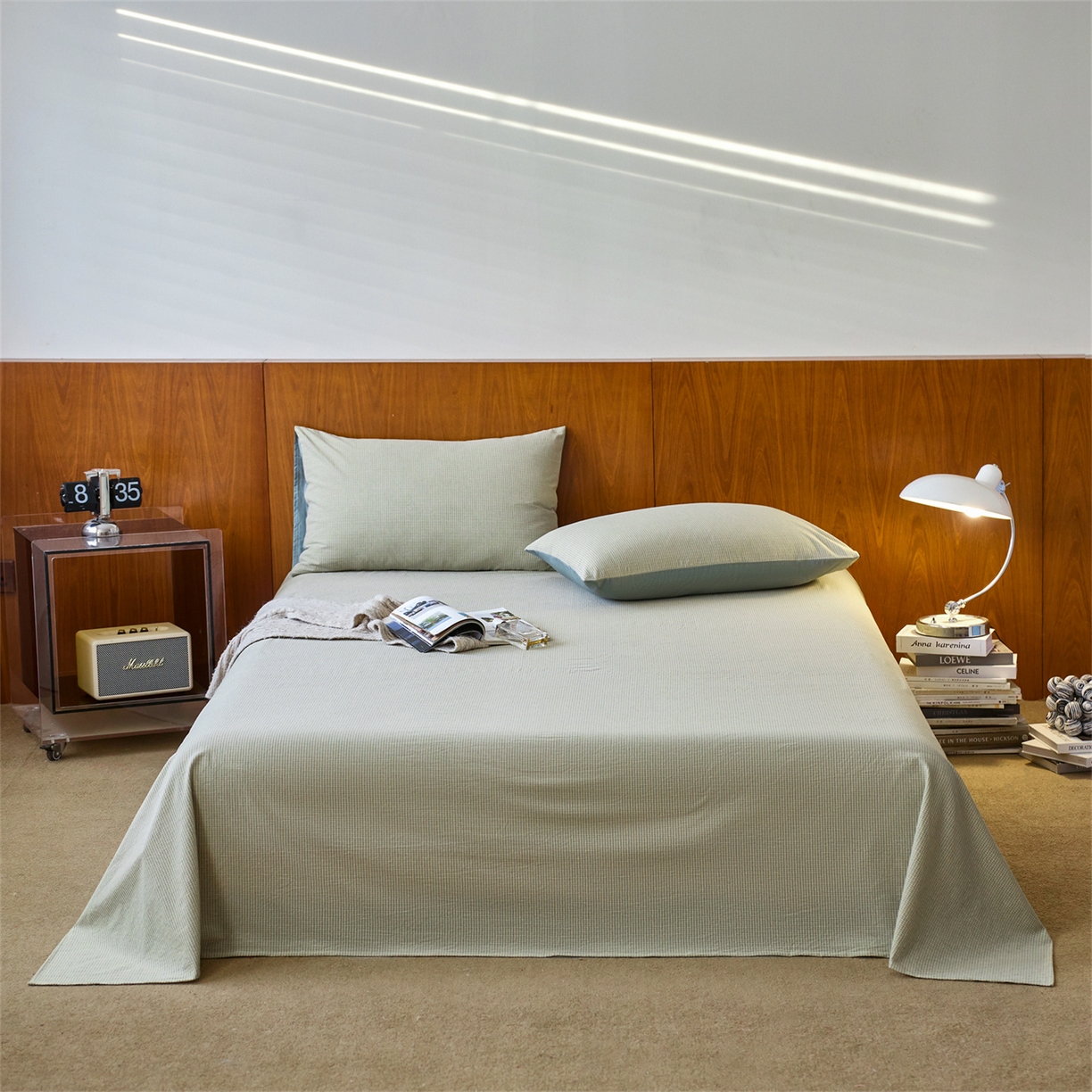 启程家纺 2026新款全棉纯棉色织水洗棉单床单床单单件单品床单 麦田-绿