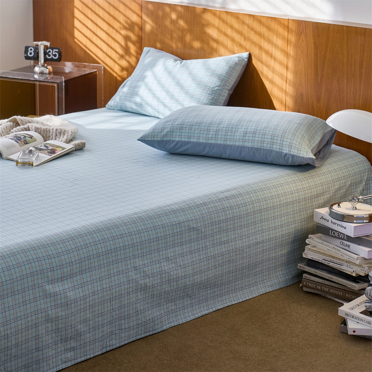 91家纺网 家纺一手货源 找家纺 启程家纺 2026新款全棉纯棉色织水洗棉单床单床单单件单品床单 秋田-蓝