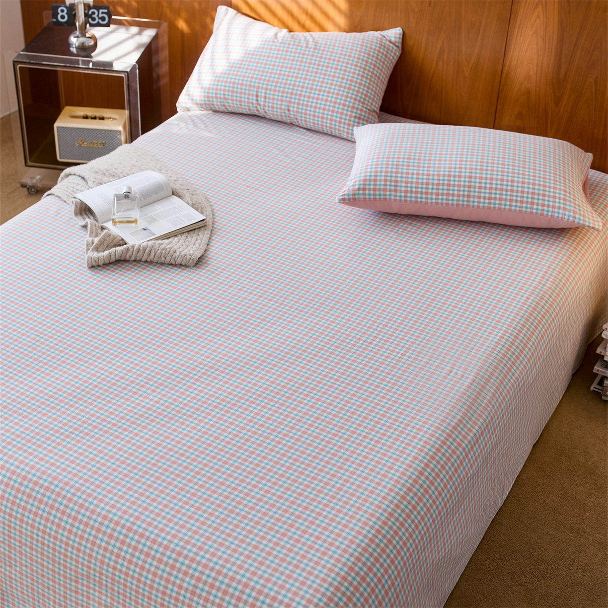 91家纺网 家纺一手货源 找家纺 启程家纺 2026新款全棉纯棉色织水洗棉单床单床单单件单品床单 松墨