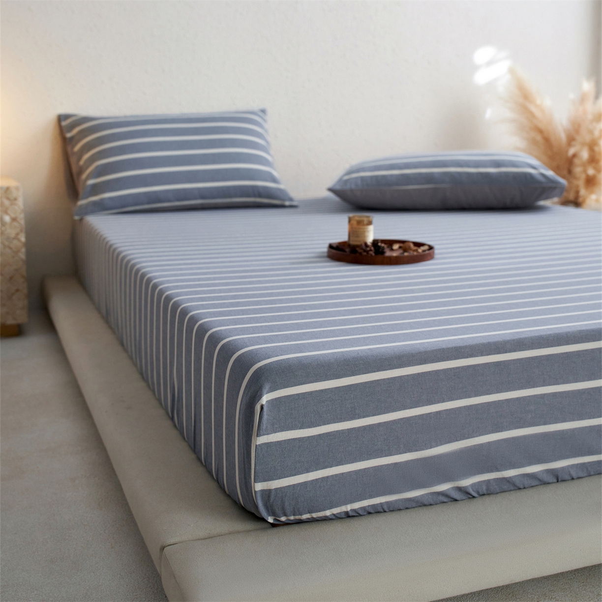 91家纺网 家纺一手货源 找家纺 启程家纺 2026新款全棉纯棉色织水洗棉单床笠床笠单件单品床笠 威特浅蓝