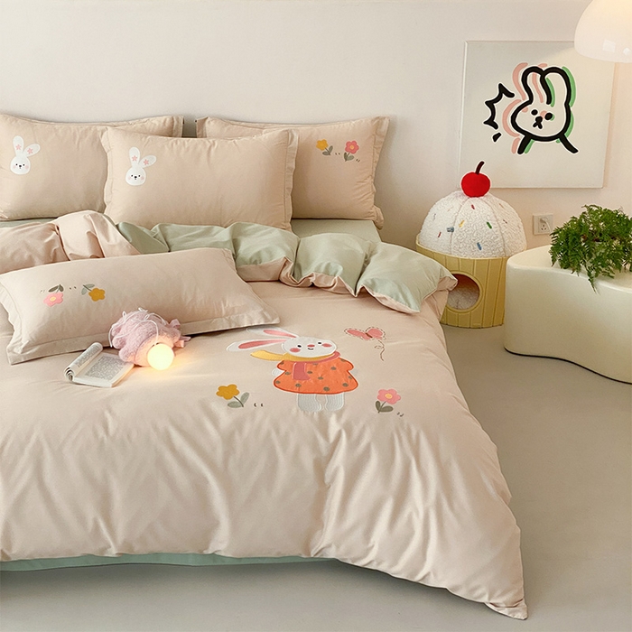 91家纺网 家纺一手货源 找家纺 （总）润肤居 2026春夏新款全棉纯棉13372贴布绣四件套