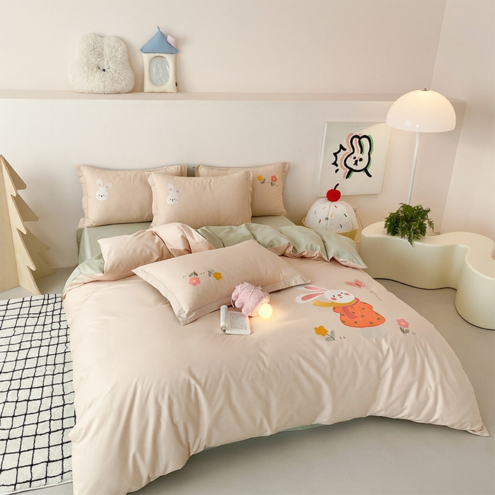 91家纺网 家纺一手货源 找家纺 （总）润肤居 2026春夏新款全棉纯棉13372贴布绣四件套