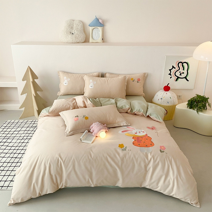 91家纺网 家纺一手货源 找家纺 （总）润肤居 2026春夏新款全棉纯棉13372贴布绣四件套