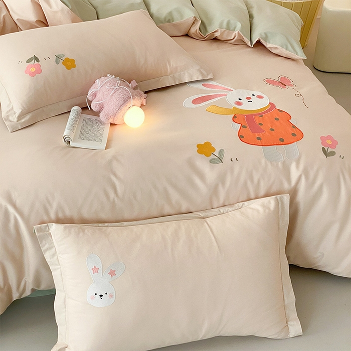 91家纺网 家纺一手货源 找家纺 （总）润肤居 2026春夏新款全棉纯棉13372贴布绣四件套