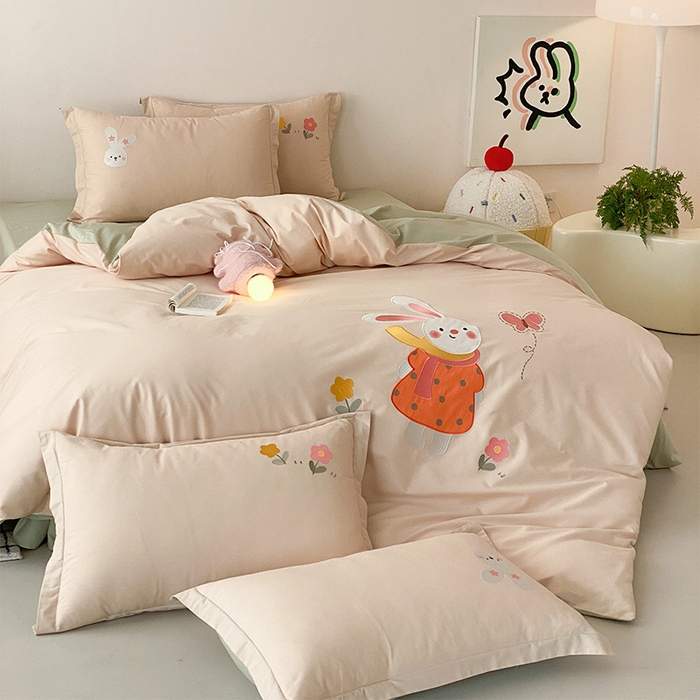 91家纺网 家纺一手货源 找家纺 （总）润肤居 2026春夏新款全棉纯棉13372贴布绣四件套