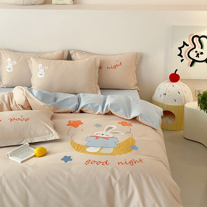 91家纺网 家纺一手货源 找家纺 （总）润肤居 2026春夏新款全棉纯棉13372贴布绣四件套