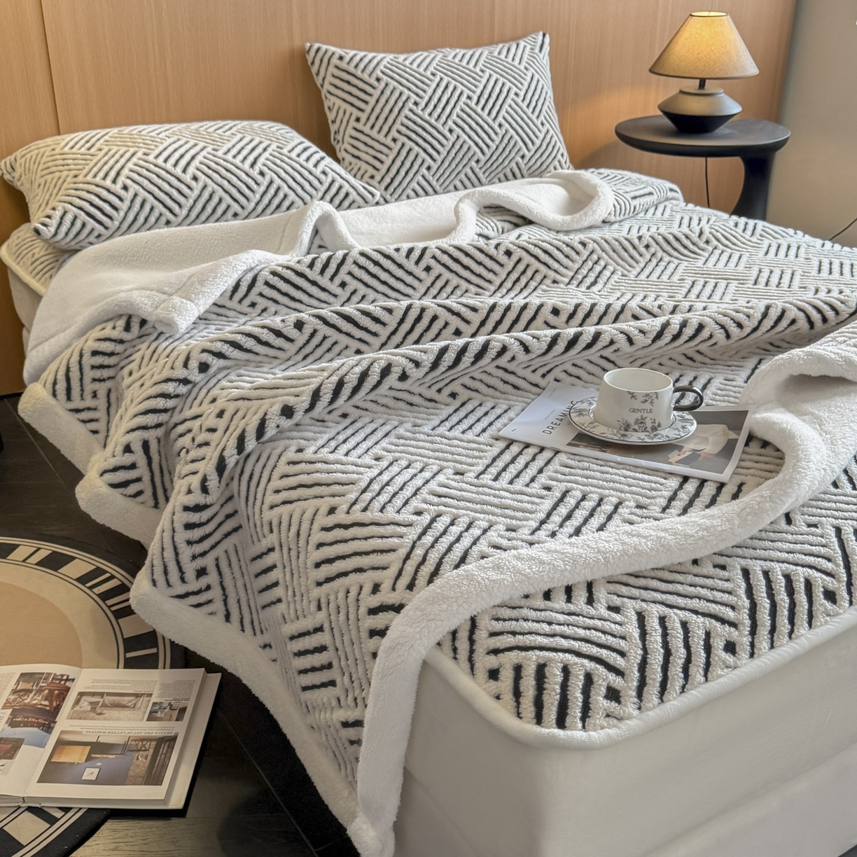 91家纺网 家纺一手货源 找家纺 （总）可恩欣 2026新款舒棉绒提花防水床笠-利奥