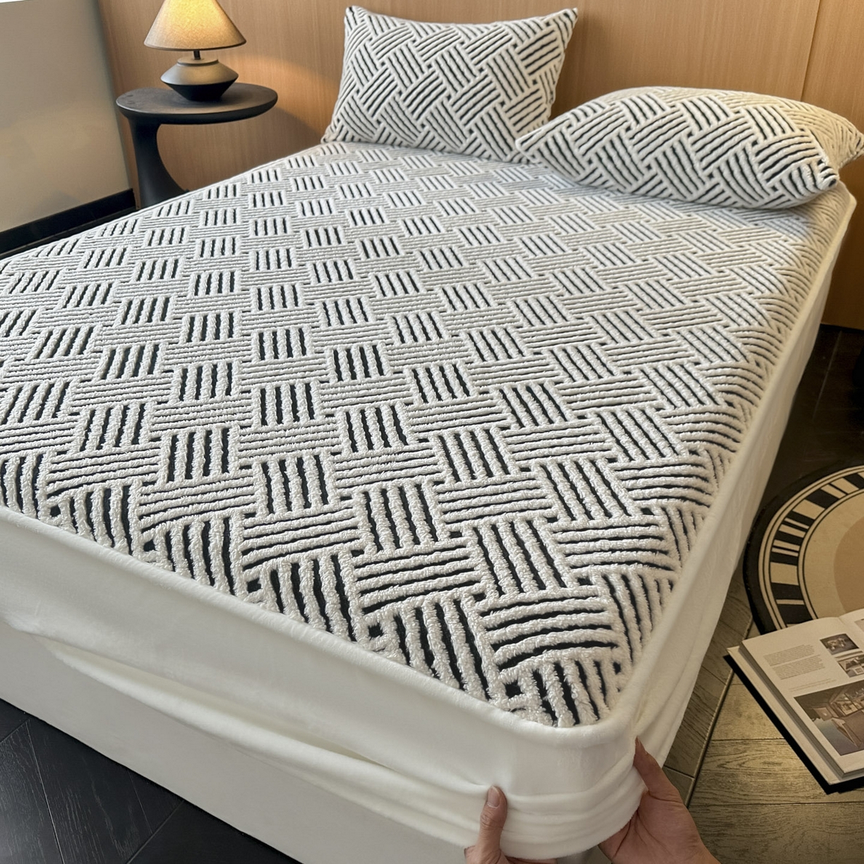 91家纺网 家纺一手货源 找家纺 （总）可恩欣 2026新款舒棉绒提花防水床笠-利奥