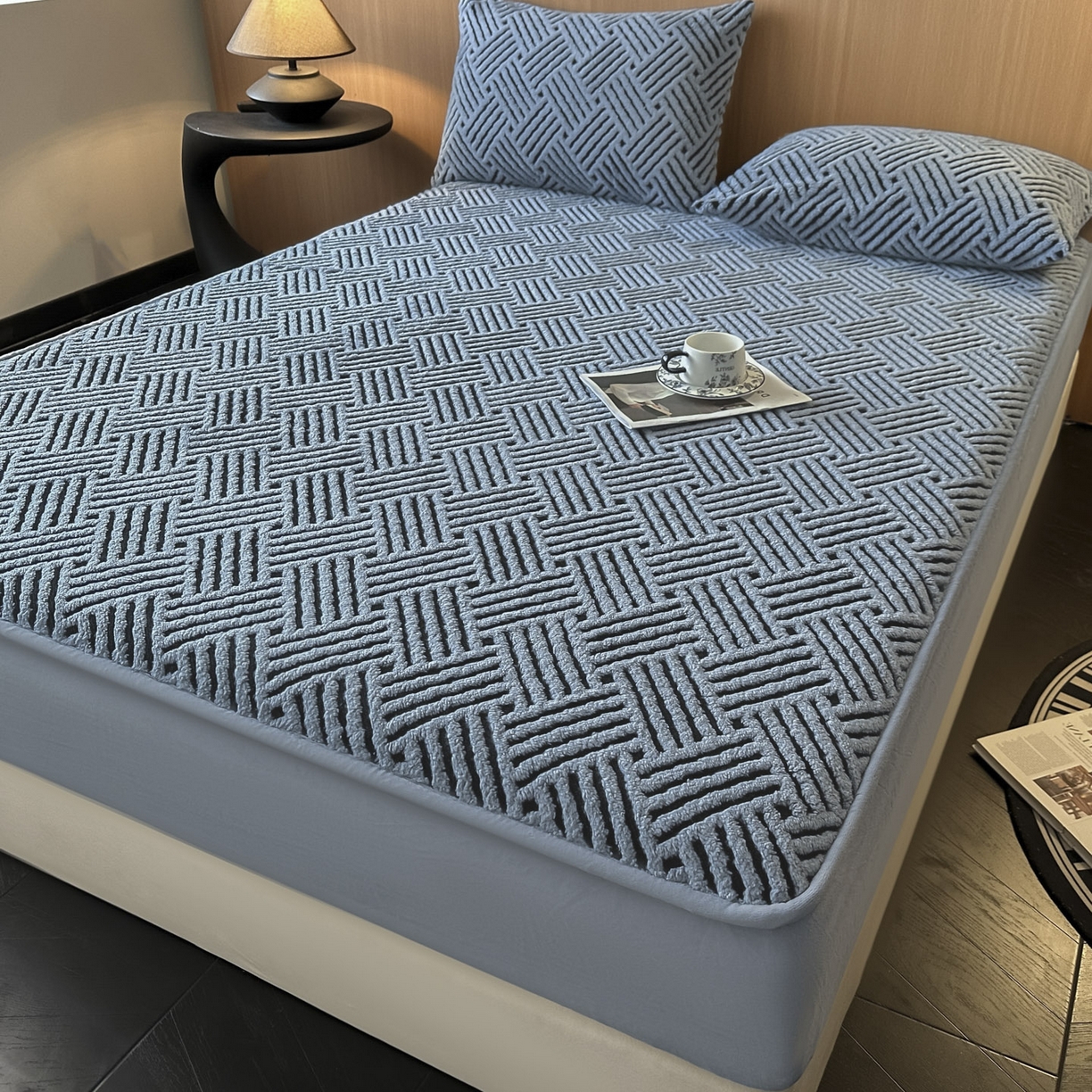 91家纺网 家纺一手货源 找家纺 （总）可恩欣 2026新款舒棉绒提花防水床笠-利奥