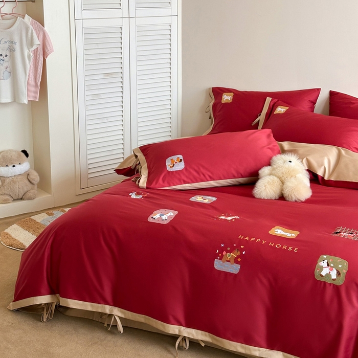 91家纺网 家纺一手货源 找家纺 （总）爱缦 2026新款小马奔腾系列100s全棉四件套（此款券后控价：小号238，标准298，大号318）