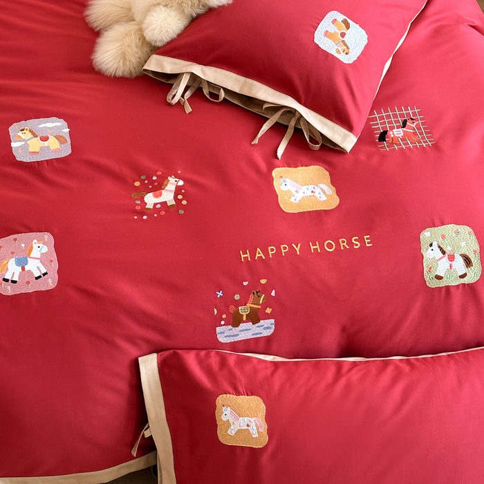 91家纺网 家纺一手货源 找家纺 （总）爱缦 2026新款小马奔腾系列100s全棉四件套（此款券后控价：小号238，标准298，大号318）