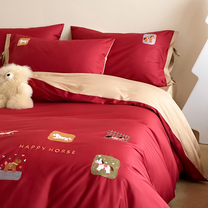 91家纺网 家纺一手货源 找家纺 （总）爱缦 2026新款小马奔腾系列100s全棉四件套（此款券后控价：小号238，标准298，大号318）