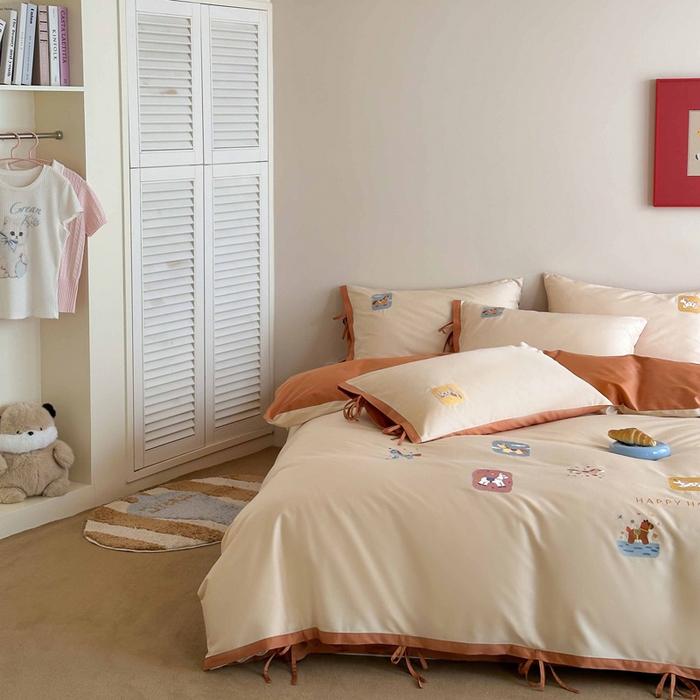 91家纺网 家纺一手货源 找家纺 爱缦 2026新款小马奔腾系列100s全棉四件套（此款券后控价：小号238，标准298，大号318） 小马奔腾-奶油桔