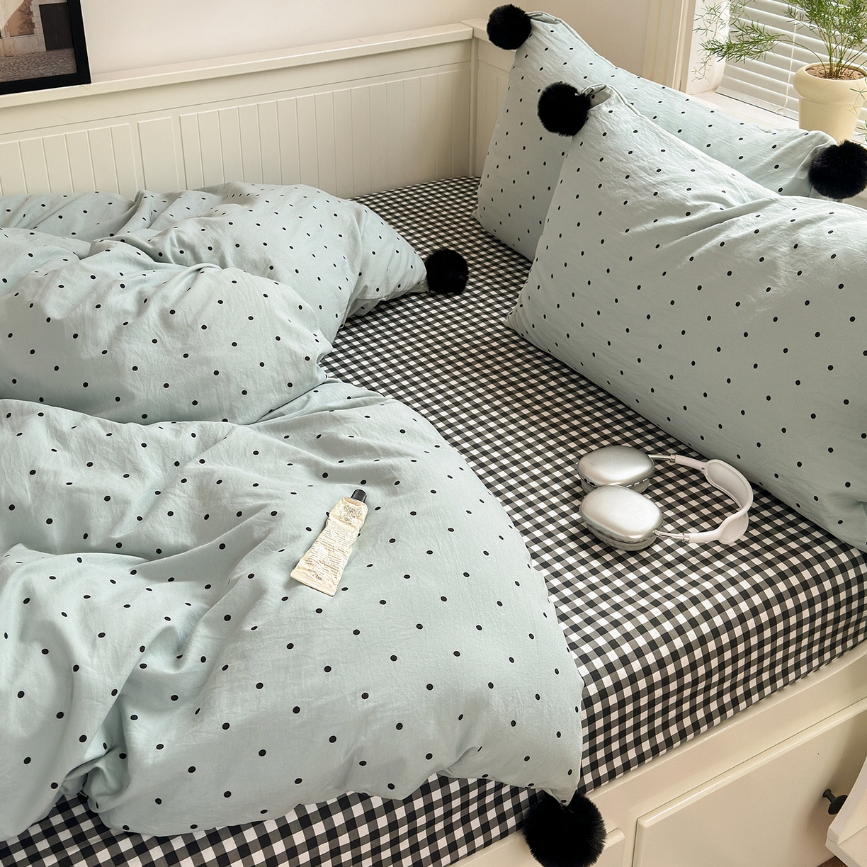 91家纺网 家纺一手货源 找家纺 （总）优选 2026新款混搭圆点啵啵毛球款四件套学生三件套-小红书推荐