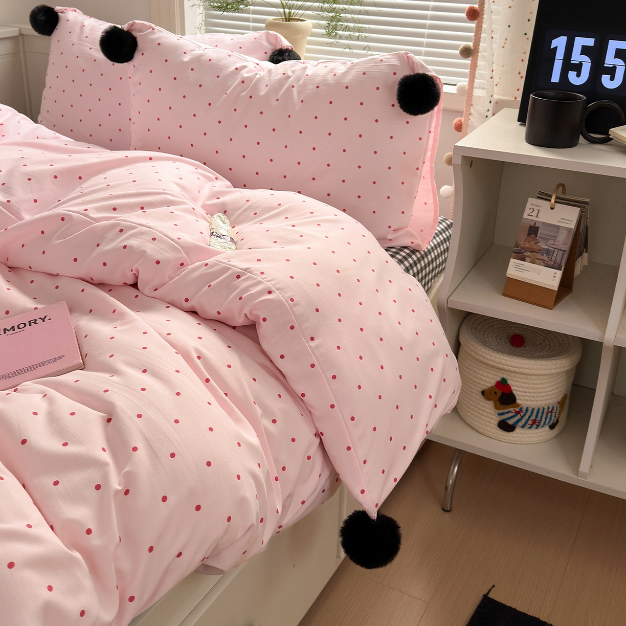 91家纺网 家纺一手货源 找家纺 优选 2026新款混搭圆点啵啵毛球款四件套学生三件套-小红书推荐 圆点啵啵-粉