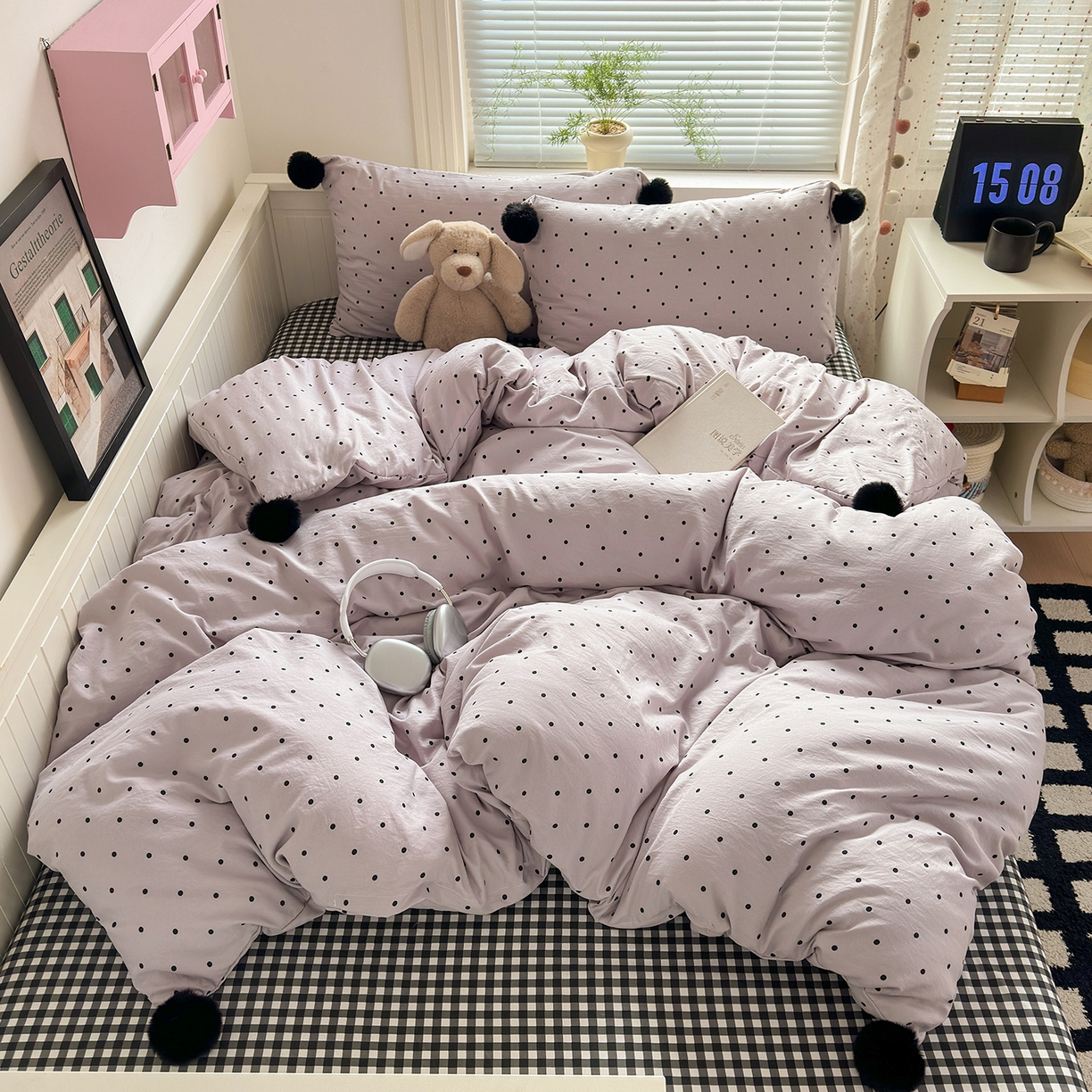 优选良品 2026新款混搭圆点啵啵毛球款四件套学生三件套-小红书推荐 圆点啵啵-淡紫