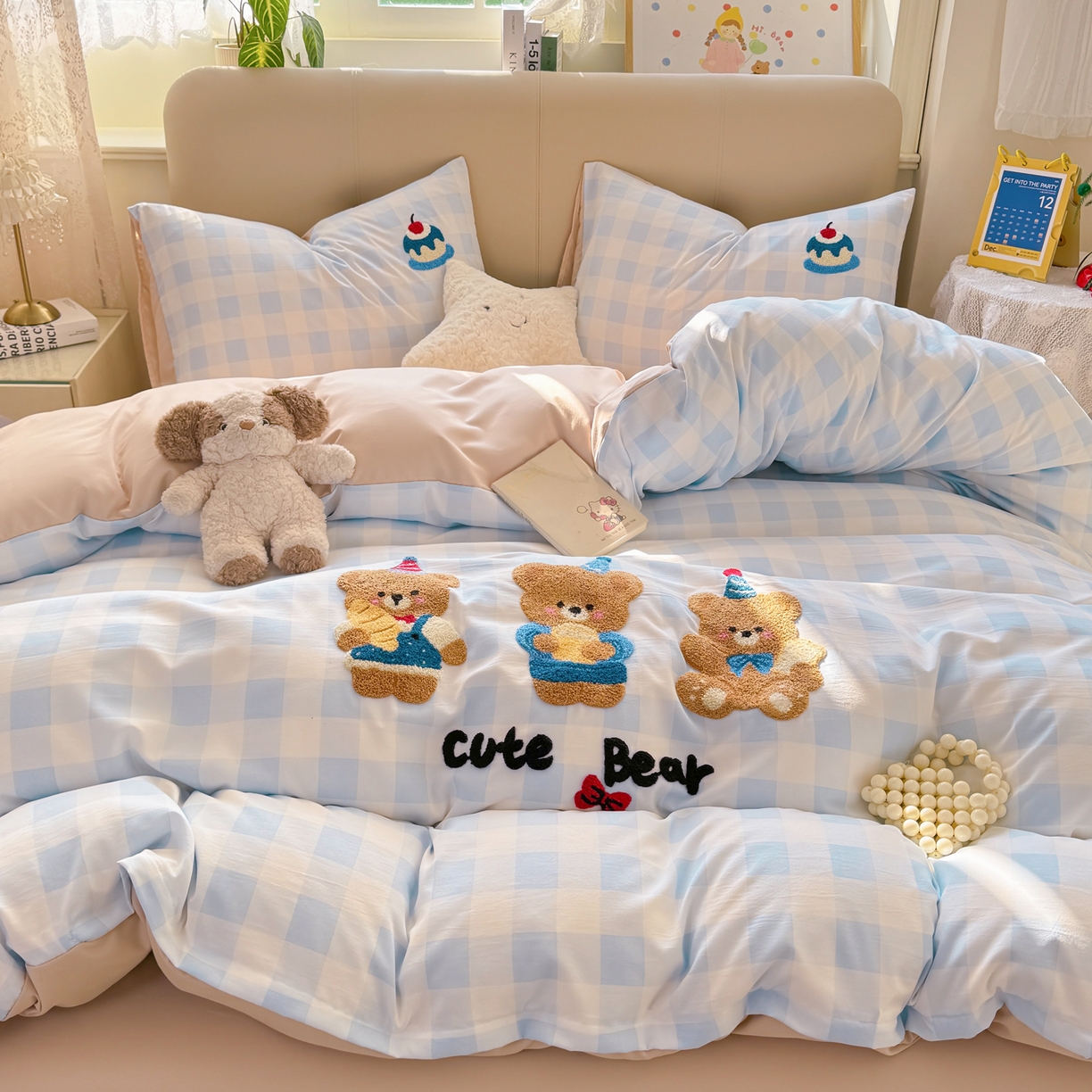 91家纺网 家纺一手货源 找家纺 优选 2026新款小红书热款混搭风毛巾绣床上用品四件套韩版学生三件套【专版花型 盗版必究】 好心情