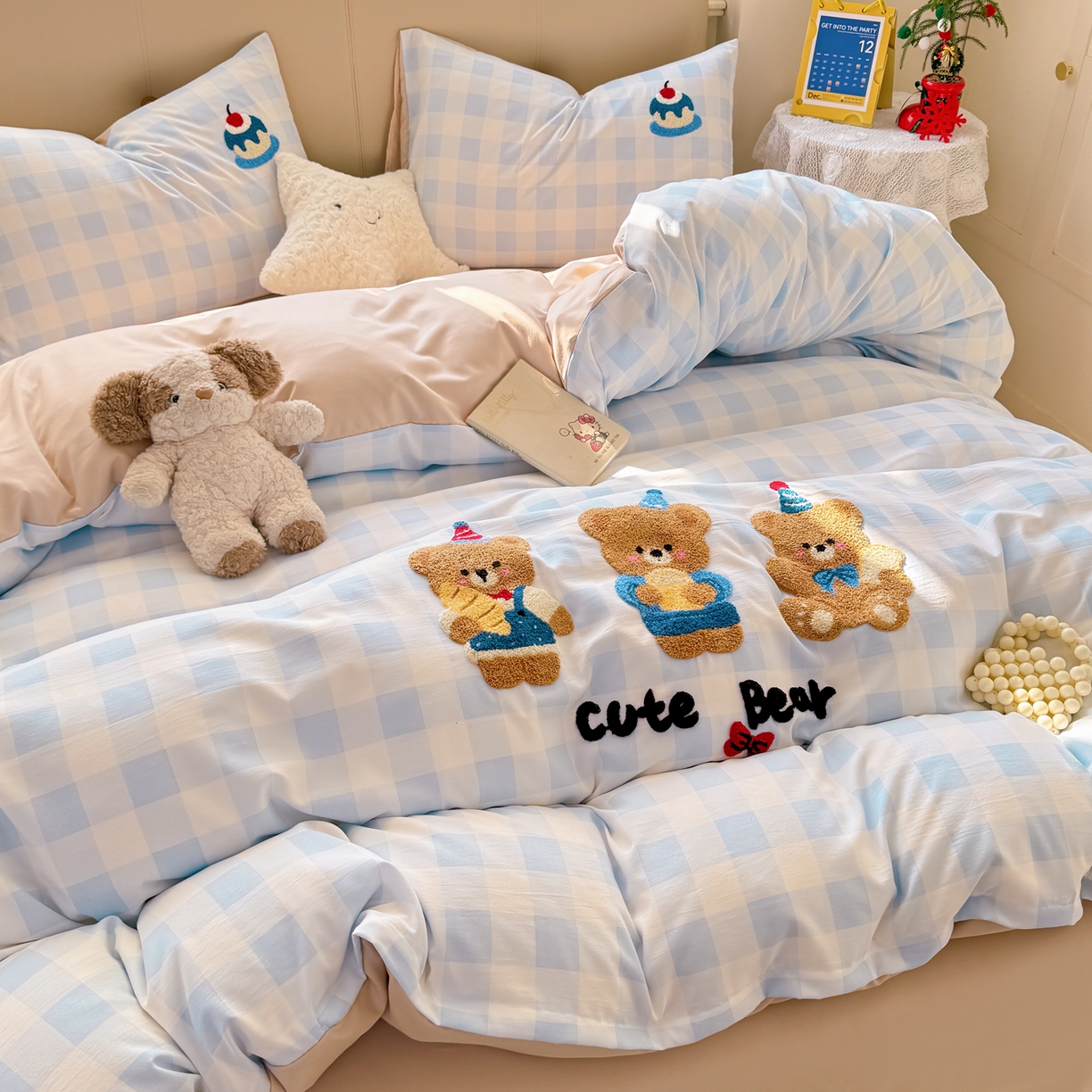 91家纺网 家纺一手货源 找家纺 优选 2026新款小红书热款混搭风毛巾绣床上用品四件套韩版学生三件套【专版花型 盗版必究】 好心情