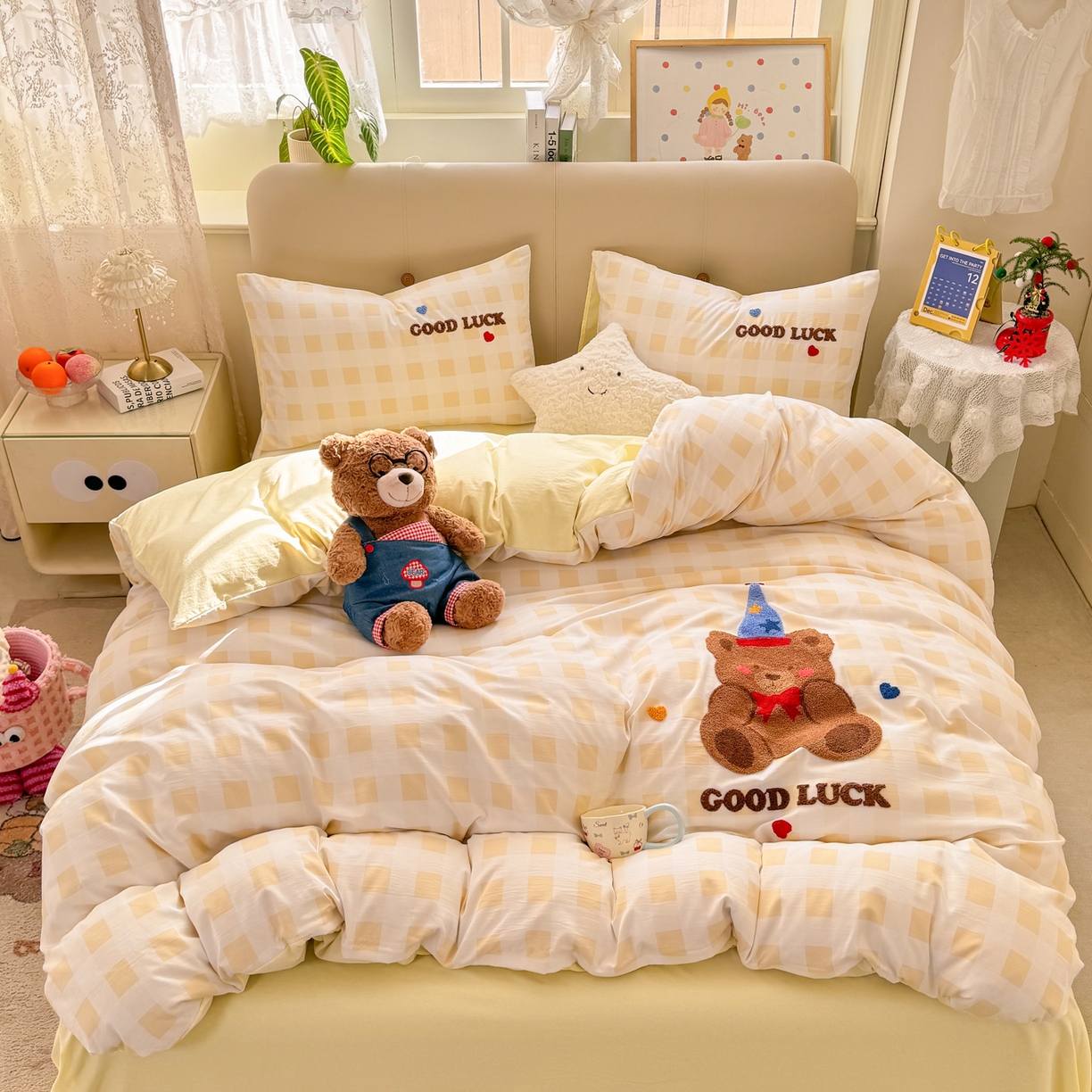 91家纺网 家纺一手货源 找家纺 优选 2026新款小红书热款混搭风毛巾绣床上用品四件套韩版学生三件套【专版花型 盗版必究】 圣诞熊