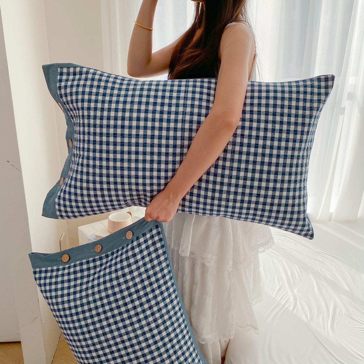 91家纺网 家纺一手货源 找家纺 美宜家 2026新款全棉水洗高密色织夹棉纺缝枕套高端全棉枕芯保护套 2.邂逅兰