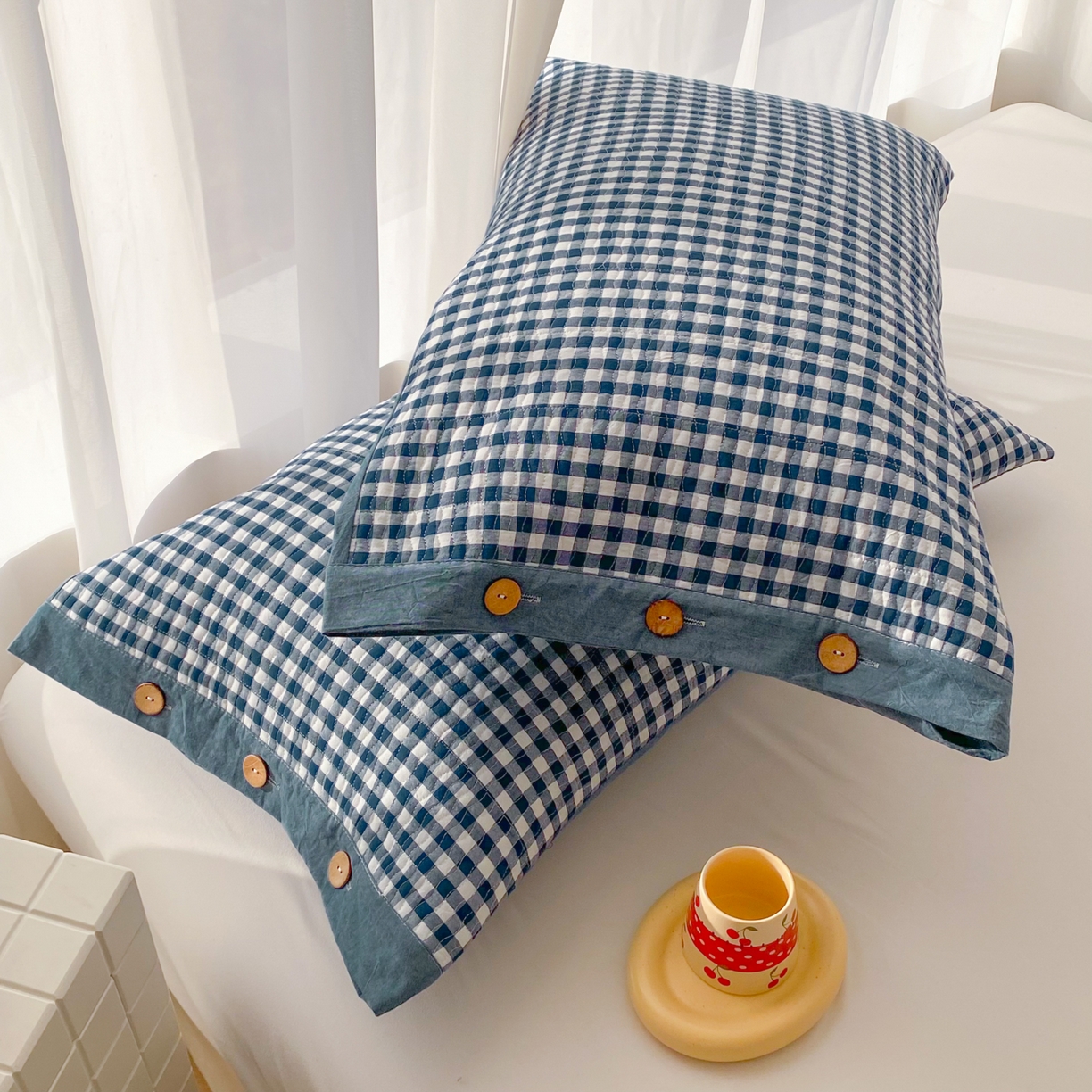 91家纺网 家纺一手货源 找家纺 美宜家 2026新款全棉水洗高密色织夹棉纺缝枕套高端全棉枕芯保护套 2.邂逅兰