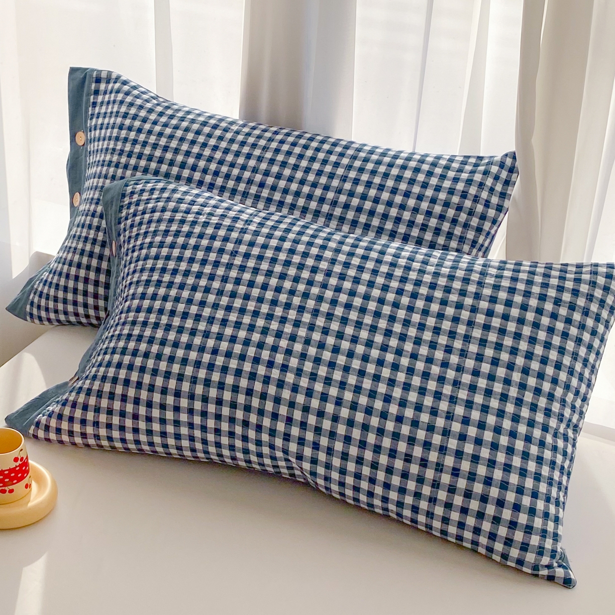 91家纺网 家纺一手货源 找家纺 美宜家 2026新款全棉水洗高密色织夹棉纺缝枕套高端全棉枕芯保护套 2.邂逅兰