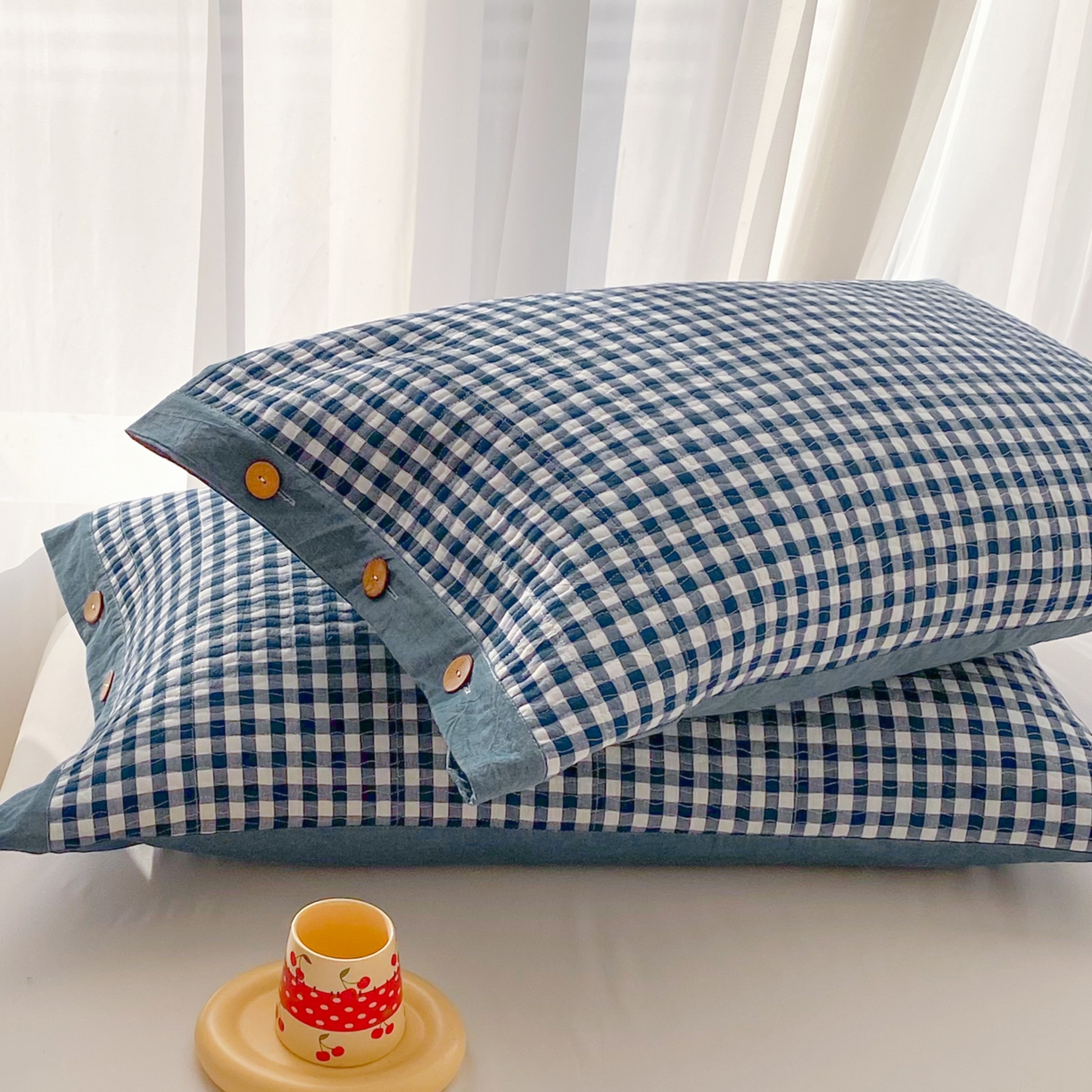 91家纺网 家纺一手货源 找家纺 美宜家 2026新款全棉水洗高密色织夹棉纺缝枕套高端全棉枕芯保护套 2.邂逅兰