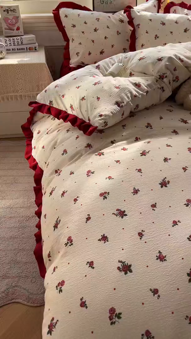 91家纺网 家纺一手货源 找家纺 （总）美梦家纺 2026春夏新款云感皱皱纱床盖四件套