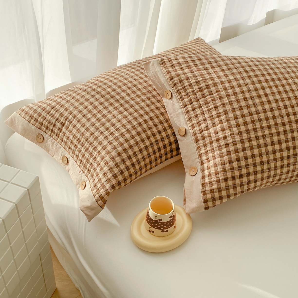 91家纺网 家纺一手货源 找家纺 （总）美宜家 2026新款全棉水洗高密色织夹棉纺缝枕套高端全棉枕芯保护套