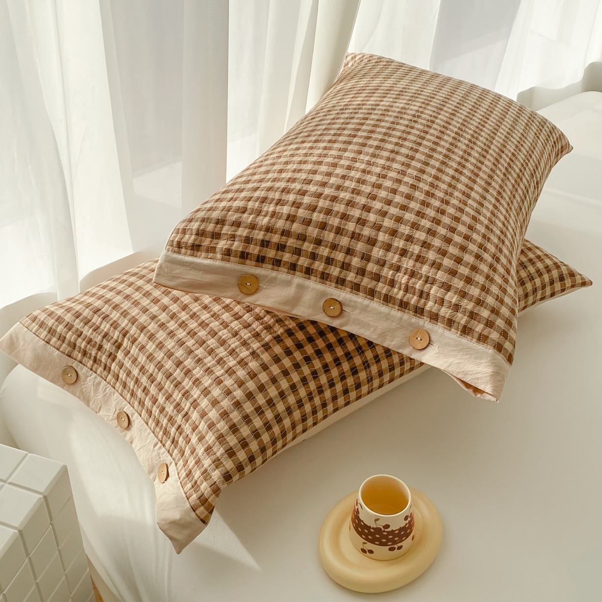 91家纺网 家纺一手货源 找家纺 （总）美宜家 2026新款全棉水洗高密色织夹棉纺缝枕套高端全棉枕芯保护套