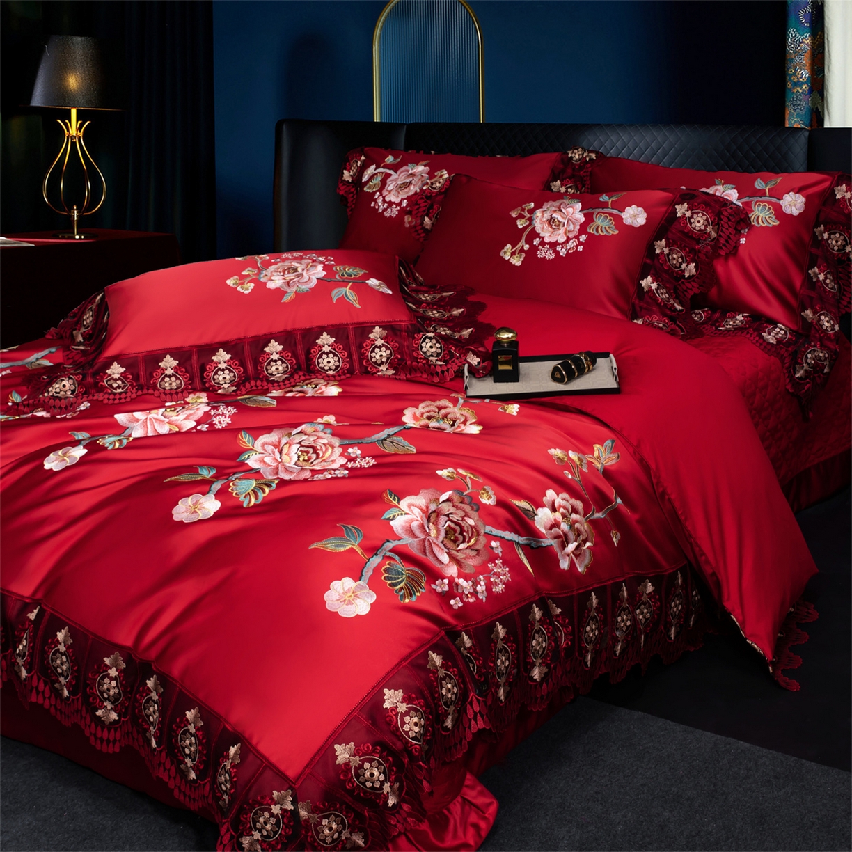 91家纺网 家纺一手货源 找家纺 （总）OL家纺 2026新款高精密苏绣蕾丝四件套