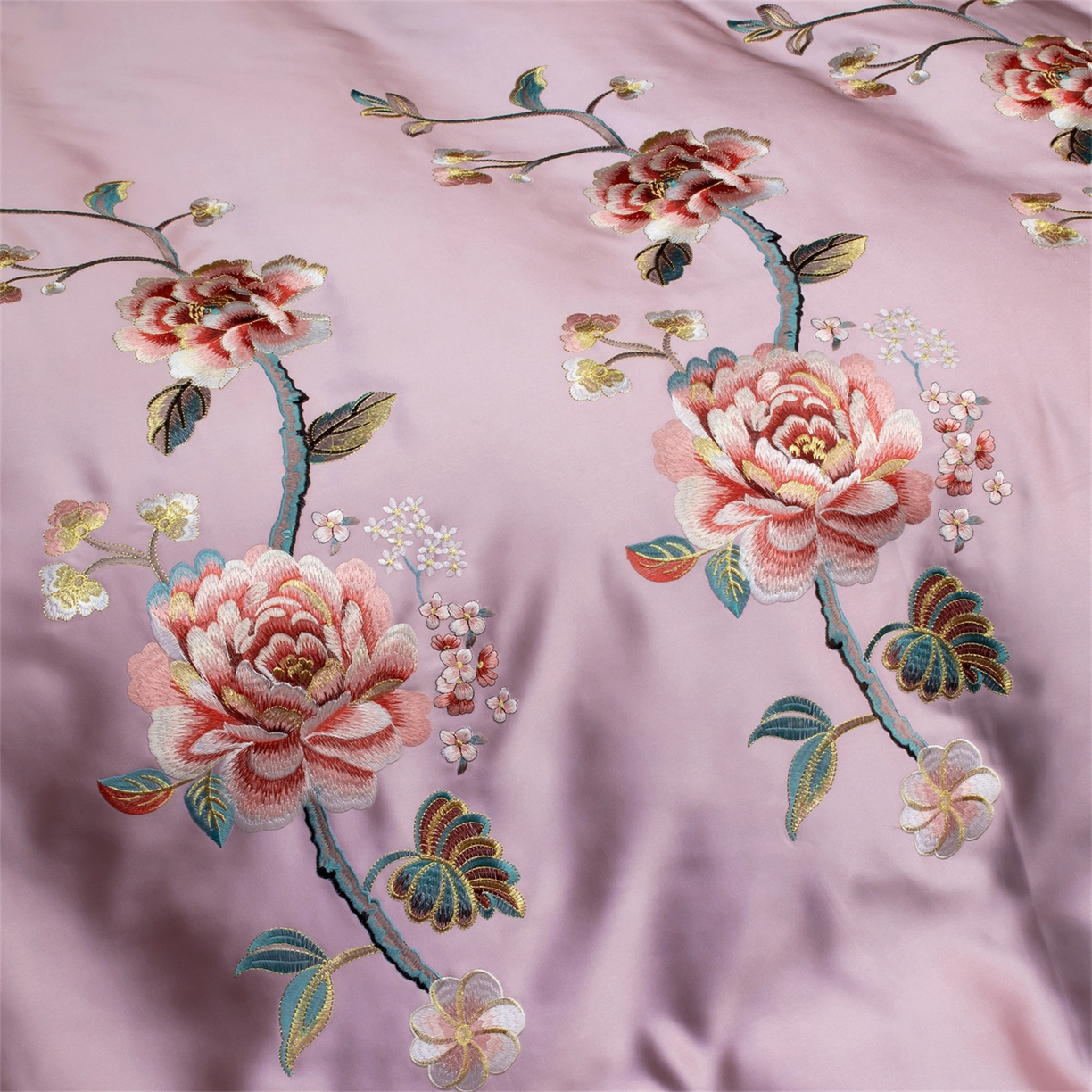 91家纺网 家纺一手货源 找家纺 OL家纺 2026新款高精密苏绣蕾丝四件套 金玉满堂-豆沙