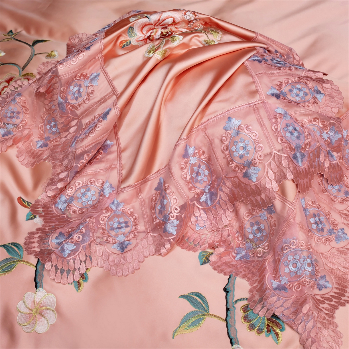 91家纺网 家纺一手货源 找家纺 OL家纺 2026新款高精密苏绣蕾丝四件套 金玉满堂-玉色