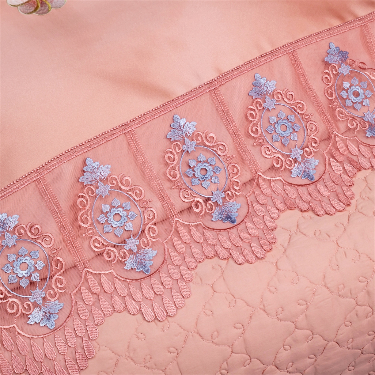 91家纺网 家纺一手货源 找家纺 OL家纺 2026新款高精密苏绣蕾丝四件套 金玉满堂-玉色