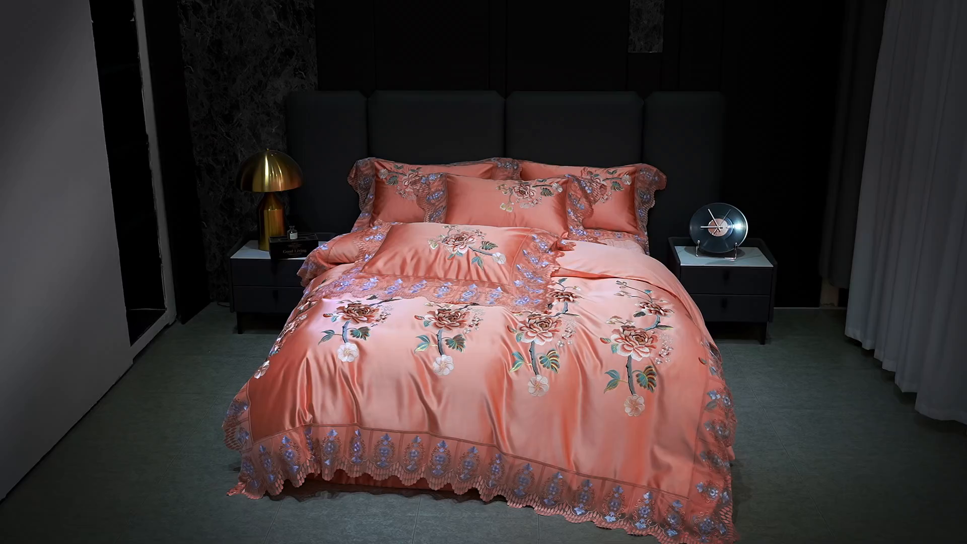 91家纺网 家纺一手货源 找家纺 OL家纺 2026新款高精密苏绣蕾丝四件套 金玉满堂-玉色