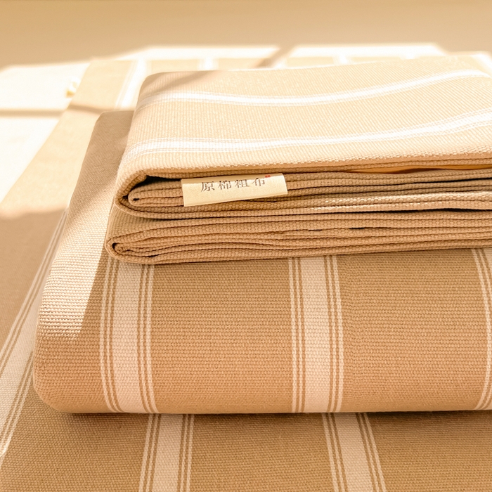 91家纺网 家纺一手货源 找家纺 （总）爱彼家纺 2026新款原棉老粗布凉席席子床单条纹印花床单-粗纱系列一