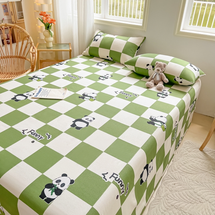 91家纺网 家纺一手货源 找家纺 爱彼家纺 2026新款原棉老粗布凉席席子床单条纹印花床单-粗纱系列一 背包熊