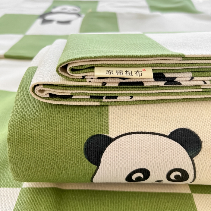 91家纺网 家纺一手货源 找家纺 爱彼家纺 2026新款原棉老粗布凉席席子床单条纹印花床单-粗纱系列一 背包熊