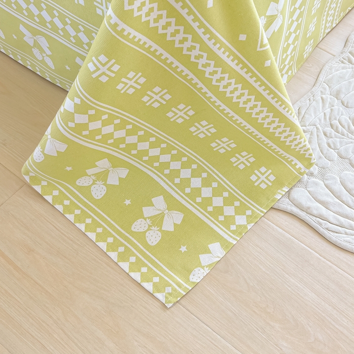 91家纺网 家纺一手货源 找家纺 爱彼家纺 2026新款原棉老粗布凉席席子床单条纹印花床单-粗纱系列一 草莓格绿