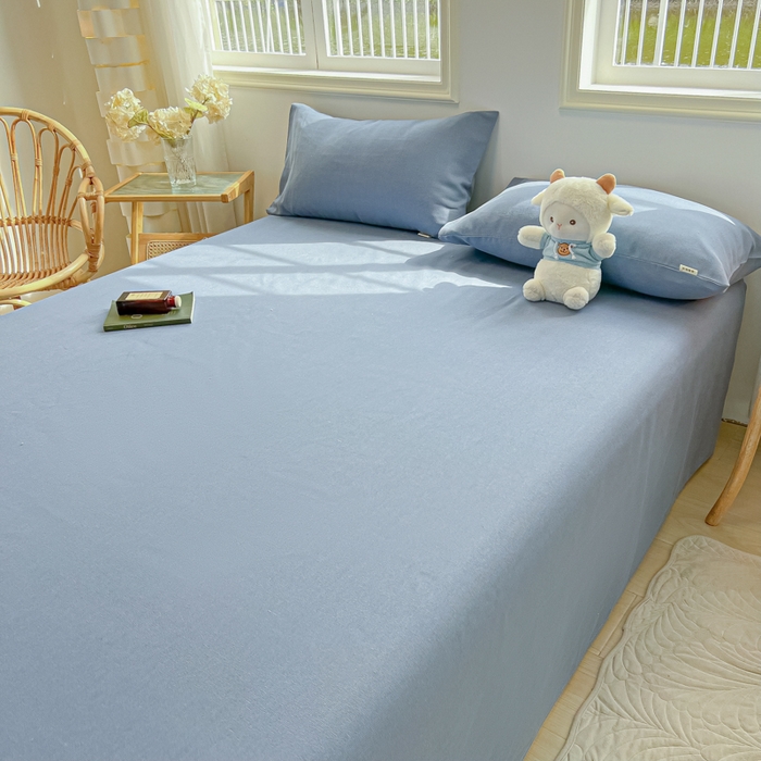 91家纺网 家纺一手货源 找家纺 爱彼家纺 2026新款原棉老粗布凉席席子床单条纹印花床单-粗纱系列一 格调海洋-蓝