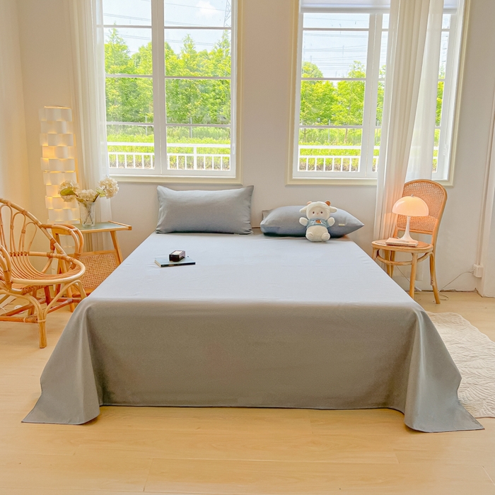 91家纺网 家纺一手货源 找家纺 爱彼家纺 2026新款原棉老粗布凉席席子床单条纹印花床单-粗纱系列一 奇妙空间-灰