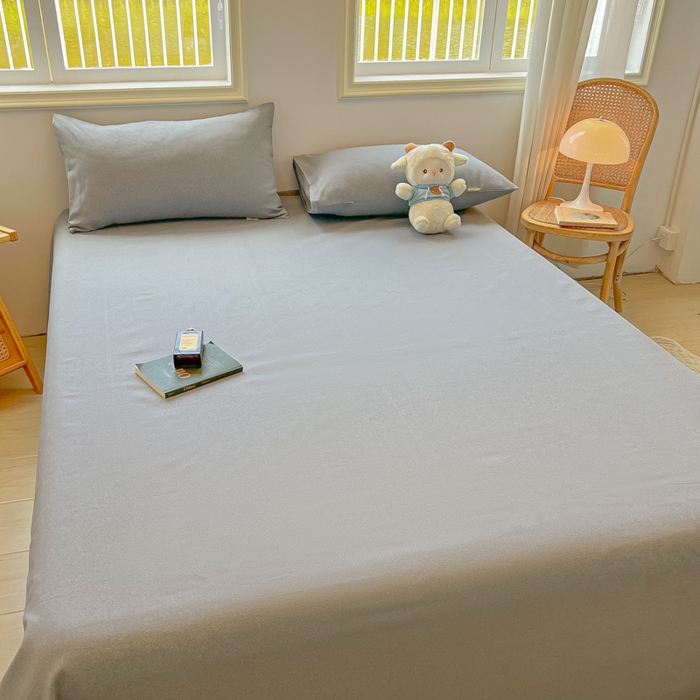 91家纺网 家纺一手货源 找家纺 爱彼家纺 2026新款原棉老粗布凉席席子床单条纹印花床单-粗纱系列一 奇妙空间-灰