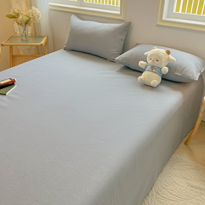 91家纺网 家纺一手货源 找家纺 爱彼家纺 2026新款原棉老粗布凉席席子床单条纹印花床单-粗纱系列一 奇妙空间-灰