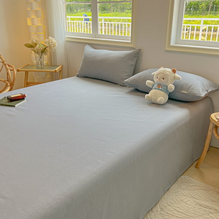 91家纺网 家纺一手货源 找家纺 爱彼家纺 2026新款原棉老粗布凉席席子床单条纹印花床单-粗纱系列一 奇妙空间-灰