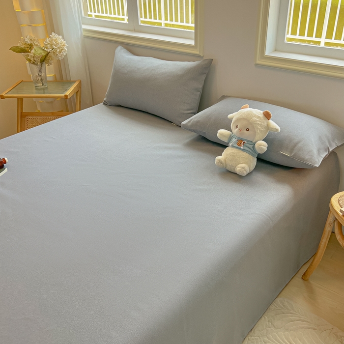 91家纺网 家纺一手货源 找家纺 爱彼家纺 2026新款原棉老粗布凉席席子床单条纹印花床单-粗纱系列一 奇妙空间-灰