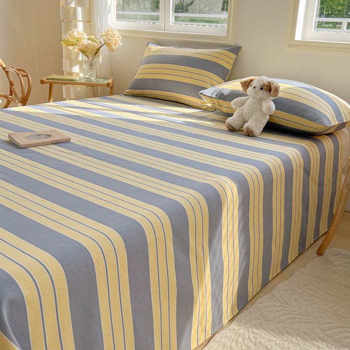 91家纺网 家纺一手货源 找家纺 爱彼家纺 2026新款原棉老粗布凉席席子床单条纹印花床单-粗纱系列一 约定