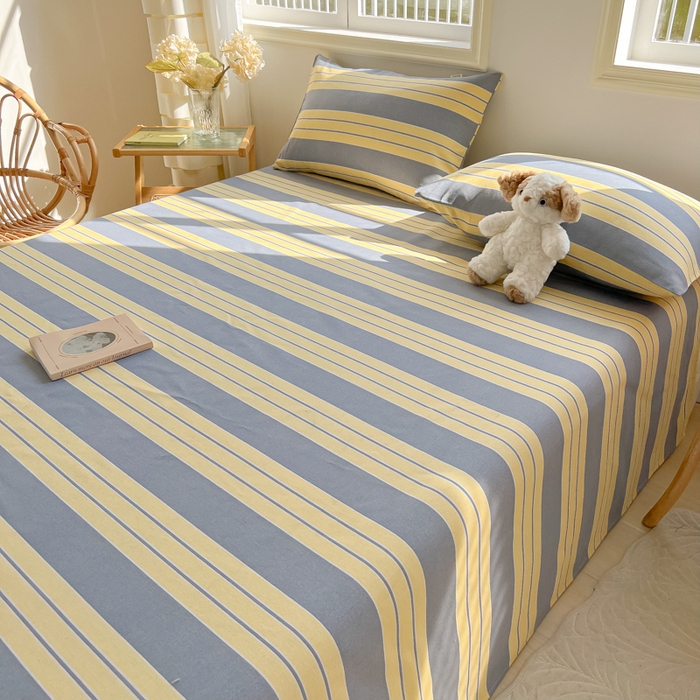 91家纺网 家纺一手货源 找家纺 爱彼家纺 2026新款原棉老粗布凉席席子床单条纹印花床单-粗纱系列一 约定